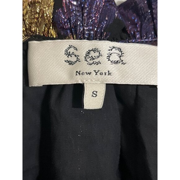 SEA NEW YORK Metallic Floral Puff Sleeve Blouse | Shimmer Dressy Top size Small - Picture 6 of 12